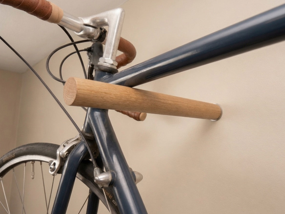 Fahrrad Wandhalterung Eiche Massivholz | Rennrad Halterung Wand | Fahrradhalterung Holz 2er Set