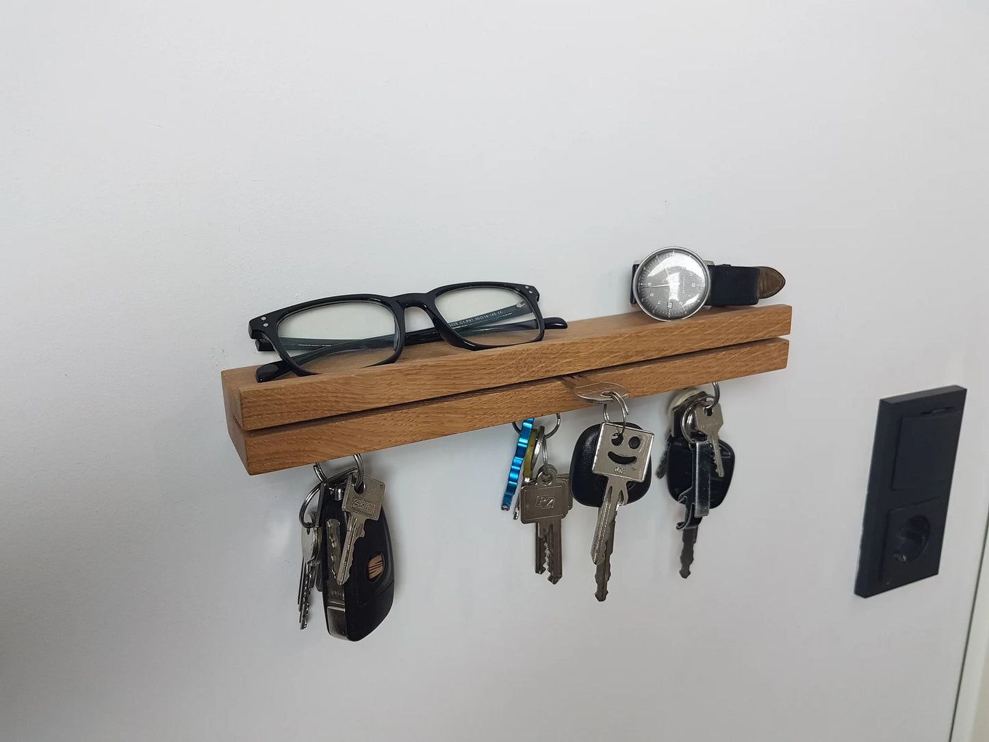 Magnetische Schlüsselleiste Eiche – Schlüsselbrett Holz modern – Schlüsselhalter Wand – Schlüsselboard – Geschenk Einzug Handgemacht
