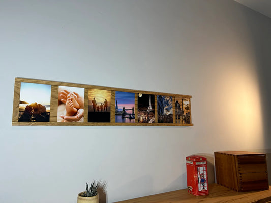 Handgefertigte Bilderleiste aus Holz I Fotoleiste I Fotoschiene I Kartenhalter I Bilderhalter I Bilderrahmen für Bilder im Hochformat