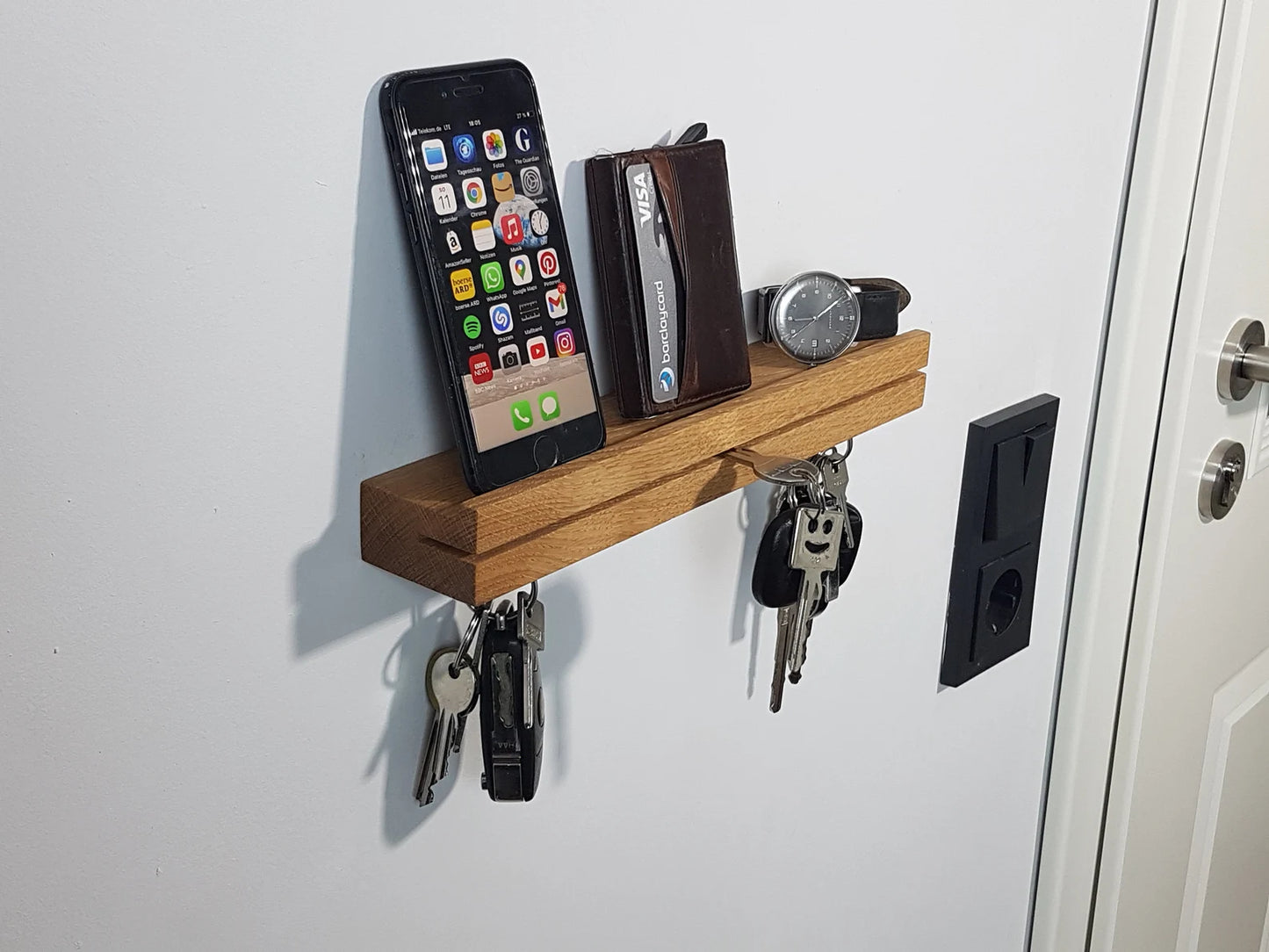 Magnetische Schlüsselleiste Eiche – Schlüsselbrett Holz modern – Schlüsselhalter Wand – Schlüsselboard – Geschenk Einzug Handgemacht