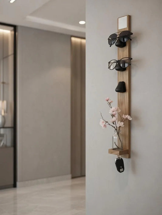 Brillenhalter Wand Holz | Brillenständer für 3 Brillen | Sonnenbrillen Halter | Schlüsselhalter Flur | Geschenk für Ihn & Sie