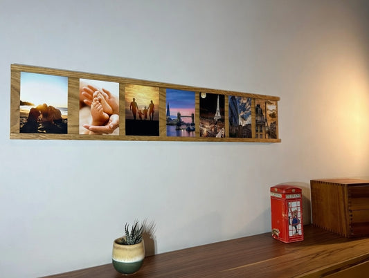 Handgefertigte Bilderleiste aus Holz I Fotoleiste I Fotoschiene I Kartenhalter I Bilderhalter I Bilderrahmen für Bilder im Hochformat