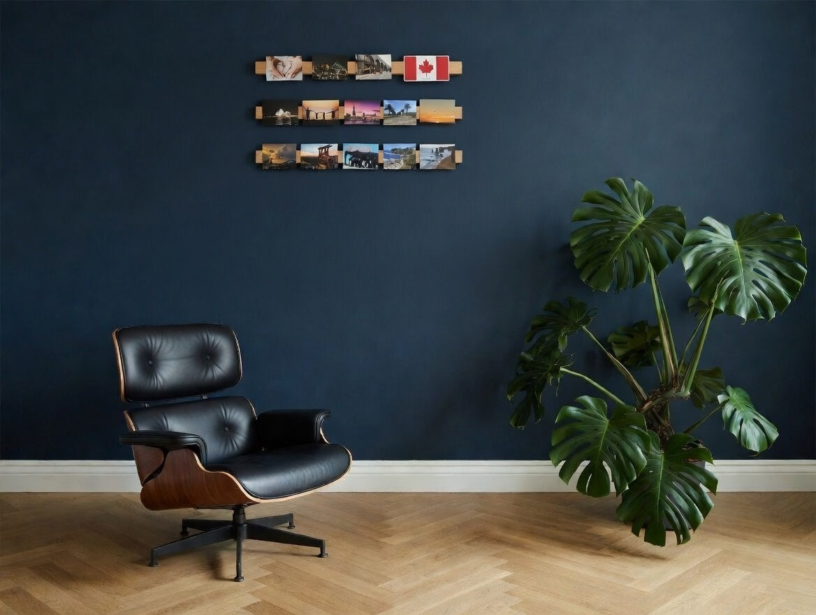 Magnetischer Fotohalter aus Eiche – Magnet Bilderleiste für Fotos & Postkarten – Minimalistische Holz Wanddeko – Magnetischer Bilderrahmen