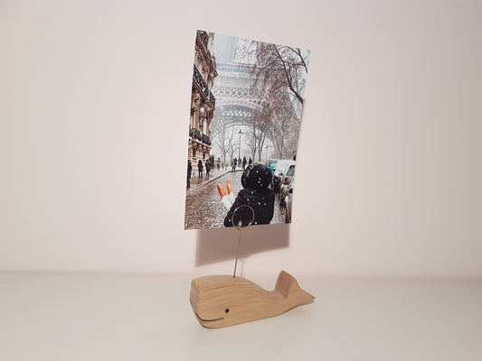 Dekorativer Bilderhalter in Form eines Wals aus Holz I Bilderrahmen I Fotoständer I Fotoclip I Notizzettelhalter I Kartenhalter