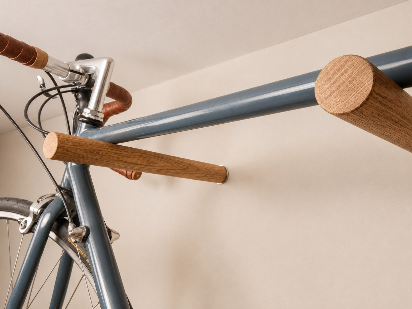 Fahrrad Wandhalterung Eiche Massivholz | Rennrad Halterung Wand | Fahrradhalterung Holz 2er Set