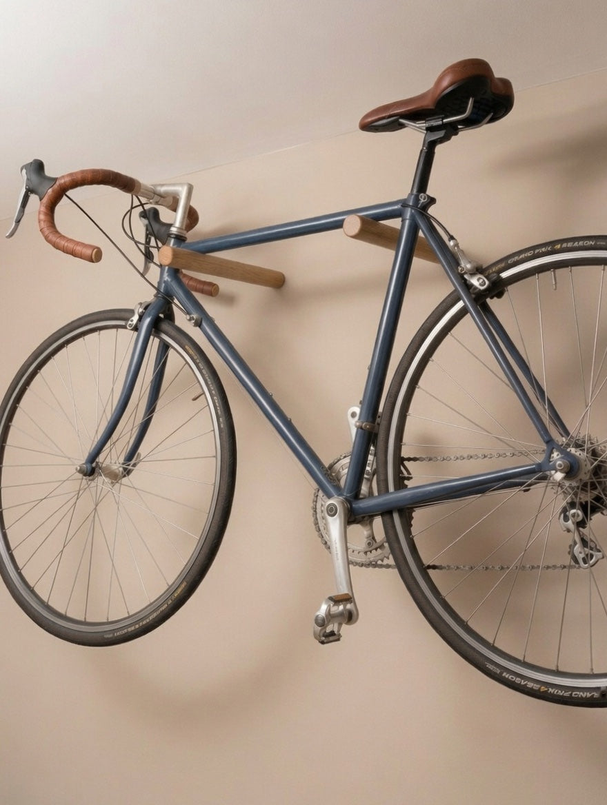 Fahrrad Wandhalterung Eiche Massivholz | Rennrad Halterung Wand | Fahrradhalterung Holz 2er Set