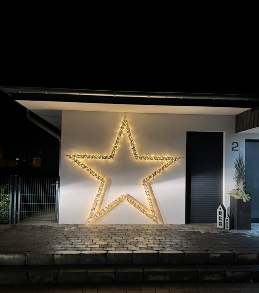XXL Holz Weihnachtsstern 1,9 m | Große Weihnachtsdeko außen | LED Stern aus Fichte | Handgemacht in Deutschland | Outdoor Weihnachtsstern