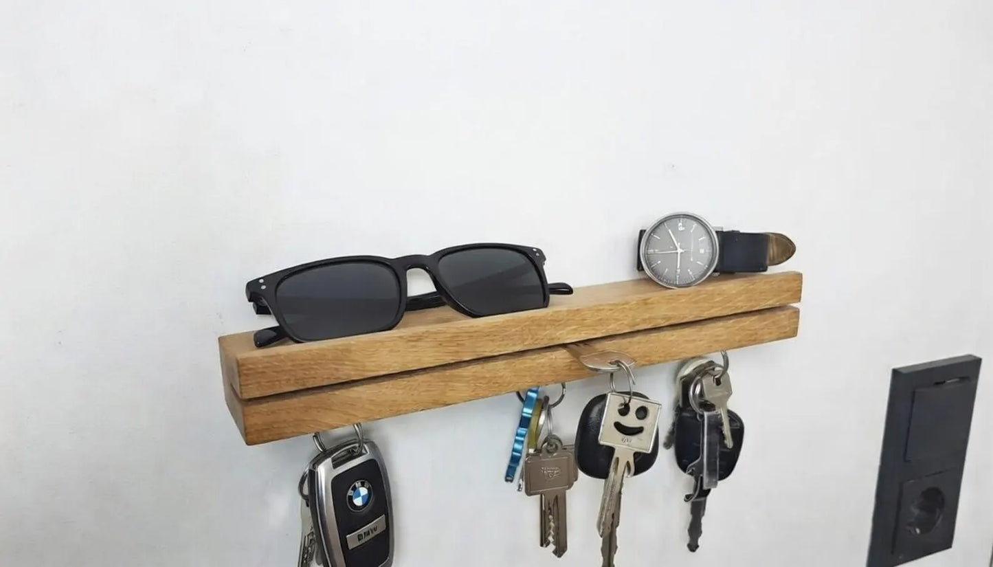 Magnetische Schlüsselleiste Eiche – Schlüsselbrett Holz modern – Schlüsselhalter Wand – Schlüsselboard – Geschenk Einzug Handgemacht