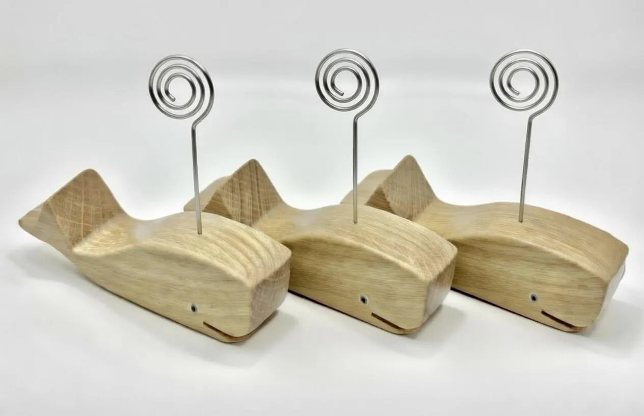 Dekorativer Bilderhalter in Form eines Wals aus Holz I Bilderrahmen I Fotoständer I Fotoclip I Notizzettelhalter I Kartenhalter