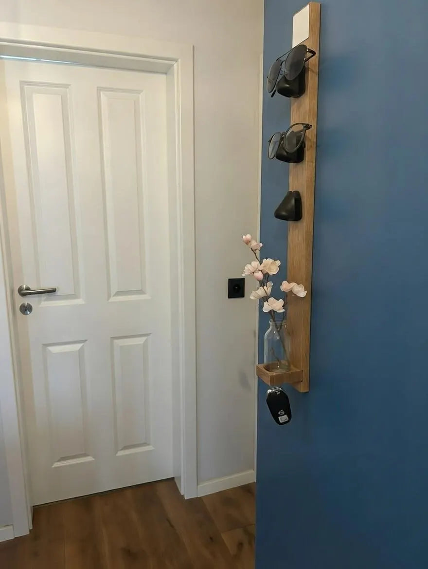 Brillenhalter Wand Holz | Brillenständer für 3 Brillen | Sonnenbrillen Halter | Schlüsselhalter Flur | Geschenk für Ihn & Sie