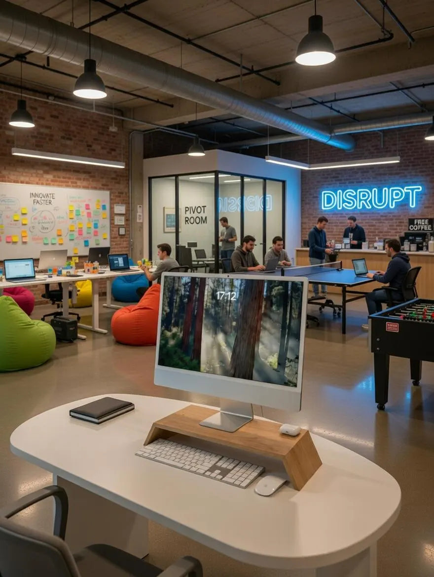 Monitorständer aus Eiche Holz – Handgefertigter Bildschirmständer für iMac, Monitor & Laptop | Ergonomischer Schreibtisch Organizer