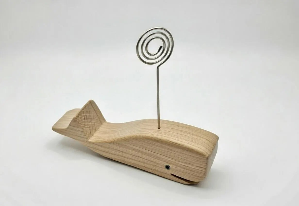 Dekorativer Bilderhalter in Form eines Wals aus Holz I Bilderrahmen I Fotoständer I Fotoclip I Notizzettelhalter I Kartenhalter