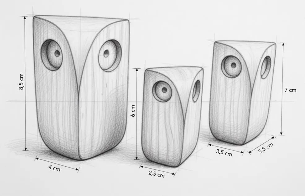 Handmade wooden owls set of 3 – walnut figurines, decorative owls, gift idea for Christmas, birthday, timeless home decoration