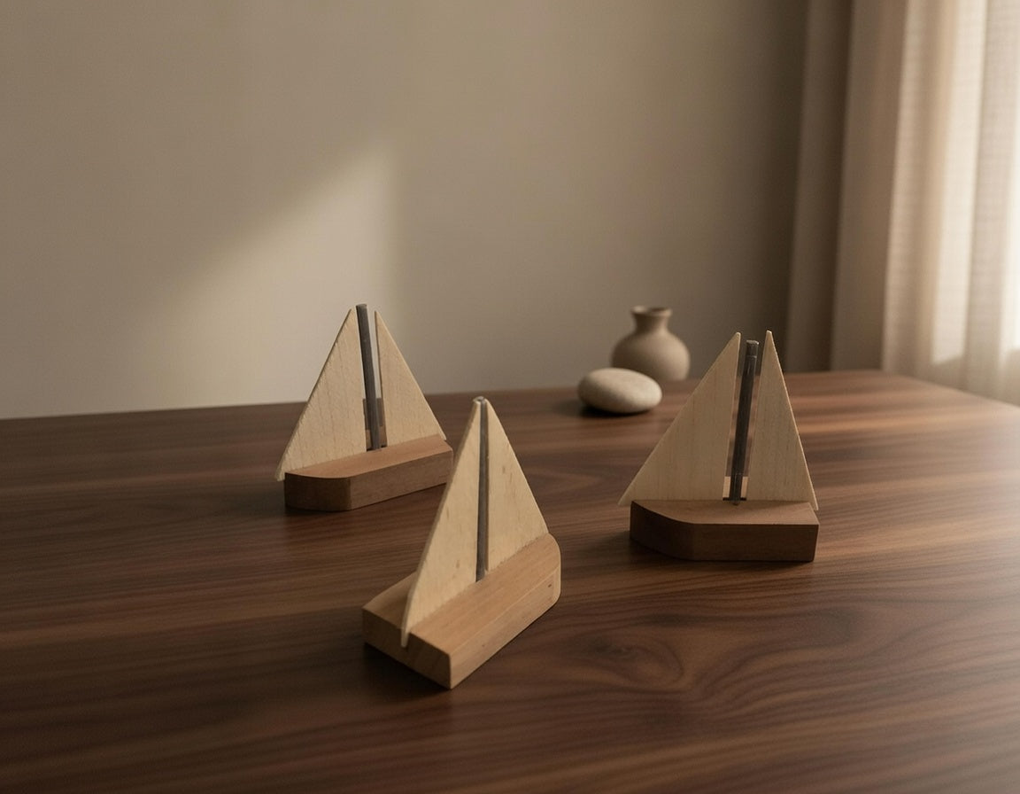 Handgefertigtes Holz Segelboot | Mini Boot aus Kirschholz und Ahorn | Maritime Deko | Geschenkidee Einzug, Hochzeit & Geburtstag