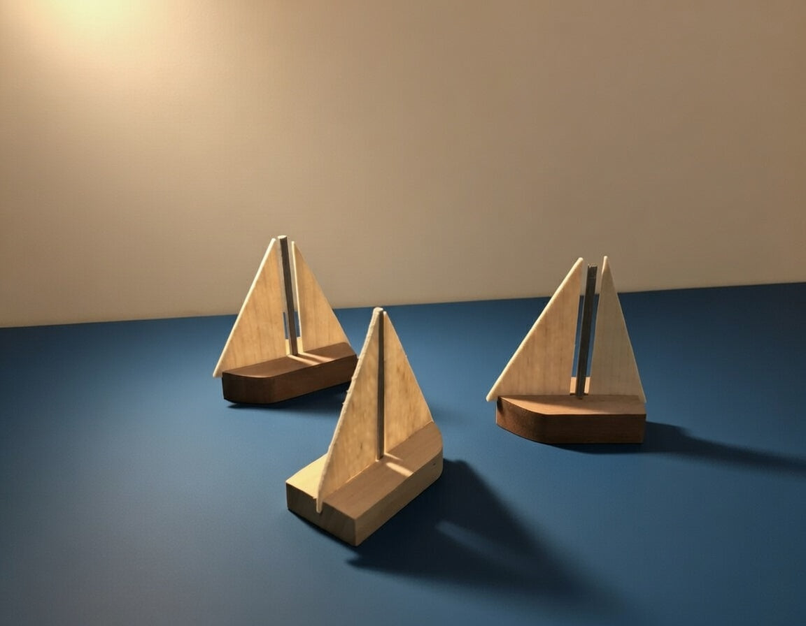 Handgefertigtes Holz Segelboot | Mini Boot aus Kirschholz und Ahorn | Maritime Deko | Geschenkidee Einzug, Hochzeit & Geburtstag