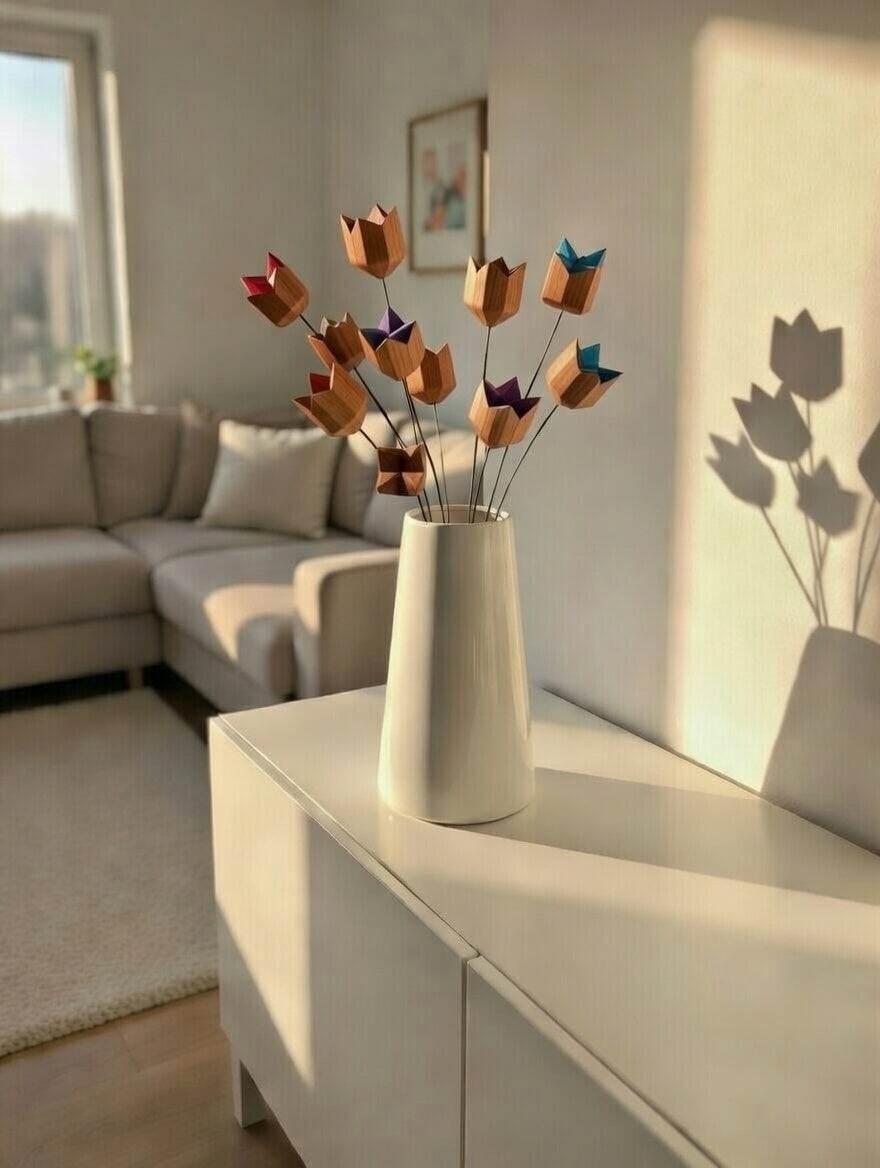 Handgefertigte Holzblume | Deko Blume aus Holz | Nachhaltiges Geschenk | Zeitlose Blumen Dekoration | Wohnaccessoire Handmade