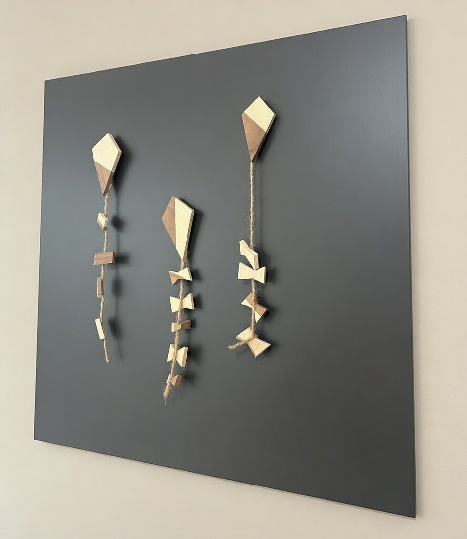 Handgemachter Drachen Holzmagnet aus Ahorn & Nussbaum – Kühlschrankmagnet, Fotohalter, Memoboard Magnet, Geschenkidee, Deko