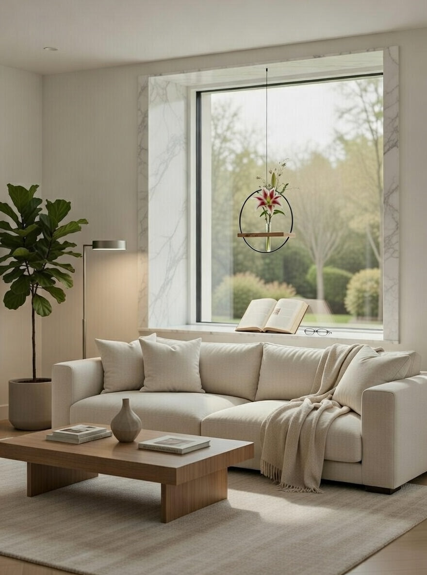 Hanging Vase with Metal Ring & Oak Wood Insert | Handmade Wall Decor | Scandinavian Home Accessory | Gift Idea