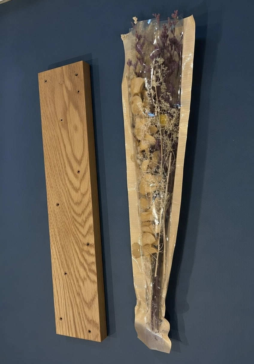 Blumenwiese aus Holz mit echten Trockenblumen – Dekoration aus Eiche – Trockenblumenhalter | Handmade I Geschenkidee