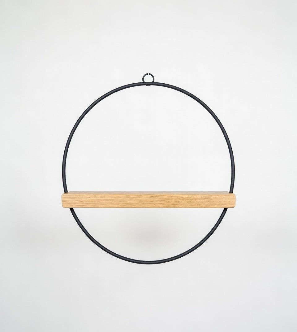 Hanging Vase with Metal Ring & Oak Wood Insert | Handmade Wall Decor | Scandinavian Home Accessory | Gift Idea