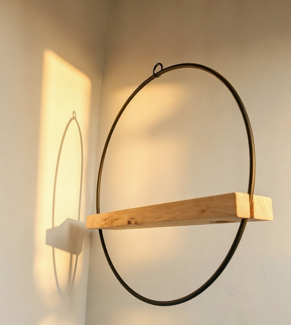 Hanging Vase with Metal Ring & Oak Wood Insert | Handmade Wall Decor | Scandinavian Home Accessory | Gift Idea