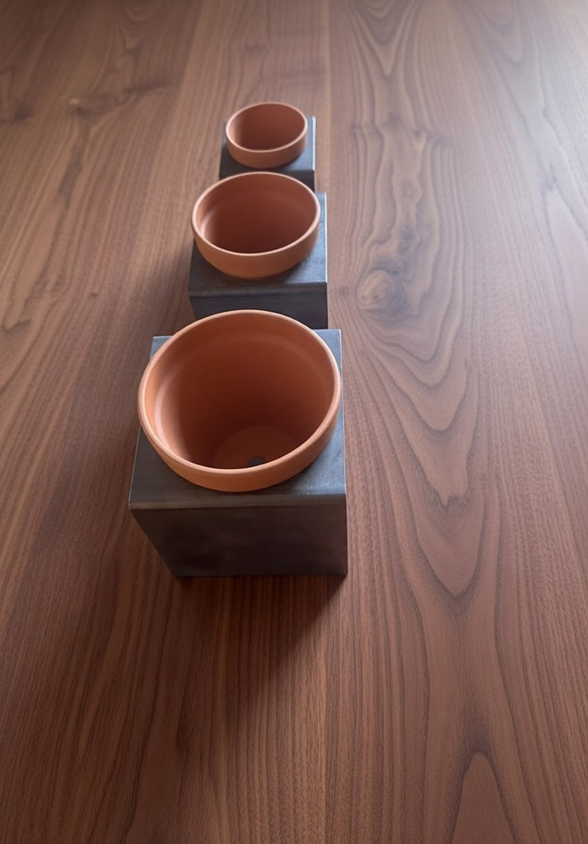 Handgefertigte Metall-Blumentopfhalter mit 3 Töpfen | 3 Größen | Industrial Design Deko für Sukkulenten & Zimmerpflanzen