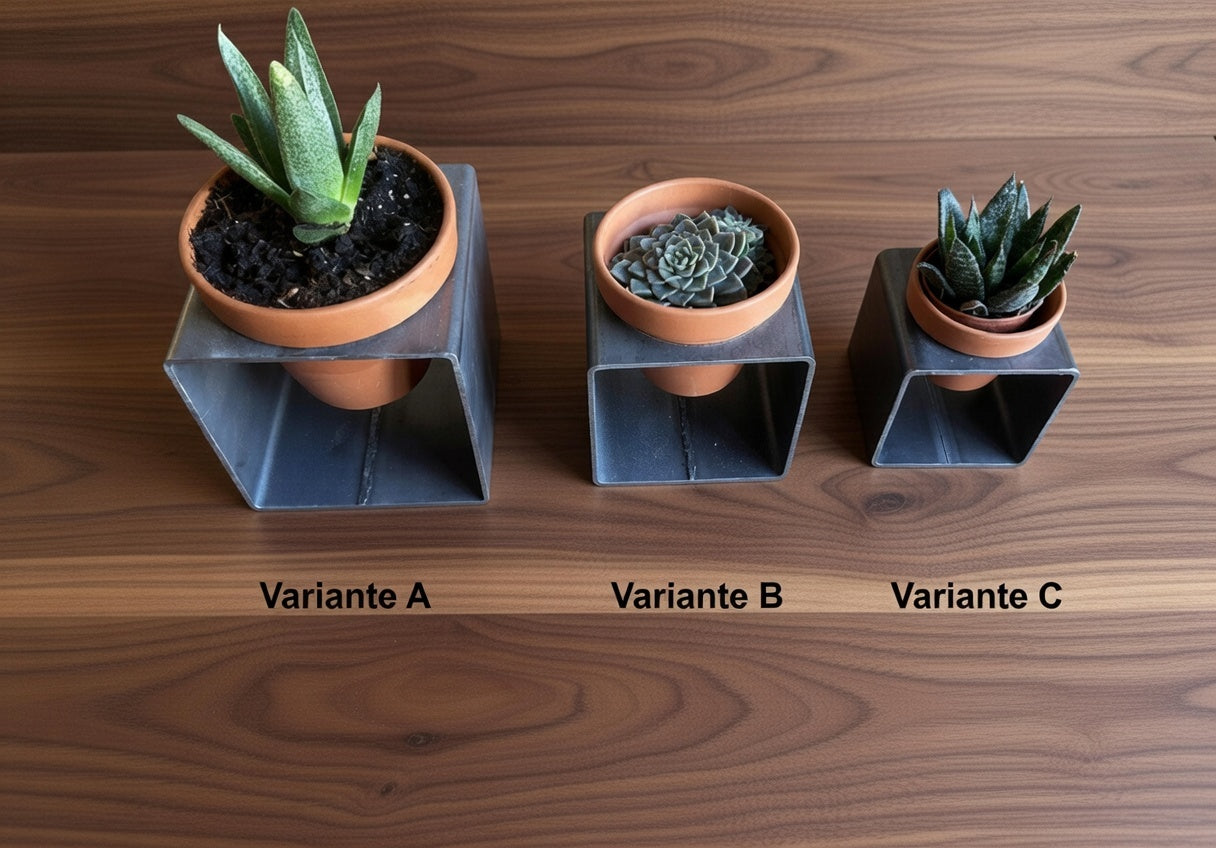 Handgefertigte Metall-Blumentopfhalter mit 3 Töpfen | 3 Größen | Industrial Design Deko für Sukkulenten & Zimmerpflanzen