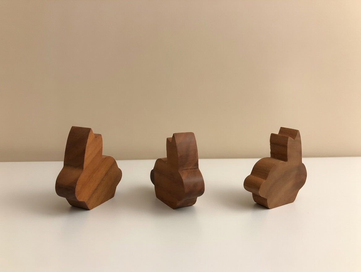 Handgemachter Holz-Osterhase – Mini Hase aus Nussbaum, geölt & gewachst, kleine Holzfigur, nachhaltige Deko, Geschenkidee