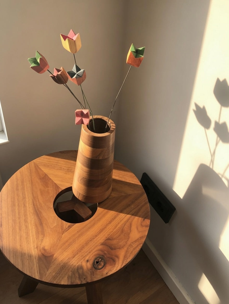 Handgefertigte Holzblume | Deko Blume aus Holz | Nachhaltiges Geschenk | Zeitlose Blumen Dekoration | Wohnaccessoire Handmade