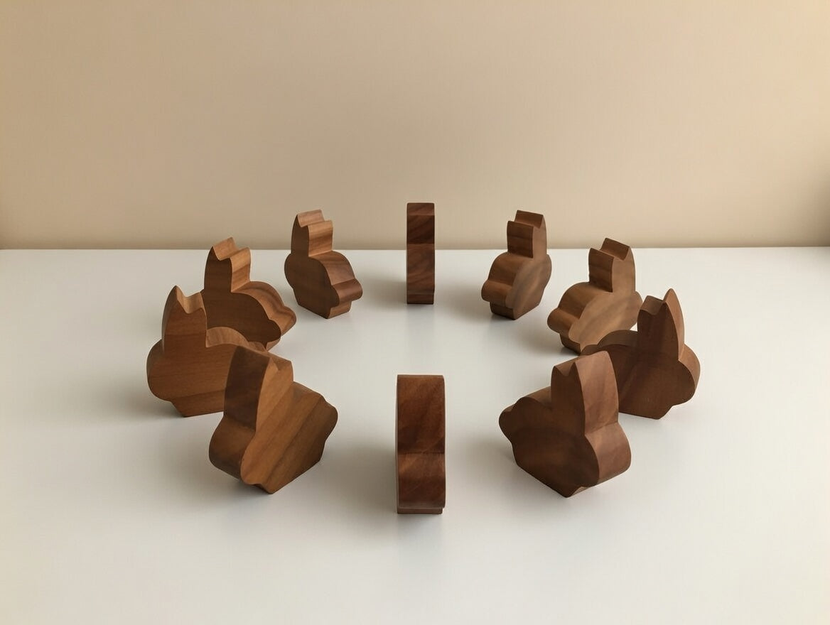 Handgemachter Holz-Osterhase – Mini Hase aus Nussbaum, geölt & gewachst, kleine Holzfigur, nachhaltige Deko, Geschenkidee