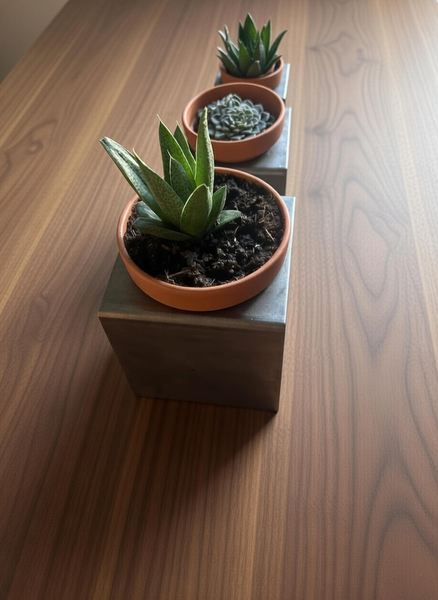 Handgefertigte Metall-Blumentopfhalter mit 3 Töpfen | 3 Größen | Industrial Design Deko für Sukkulenten & Zimmerpflanzen