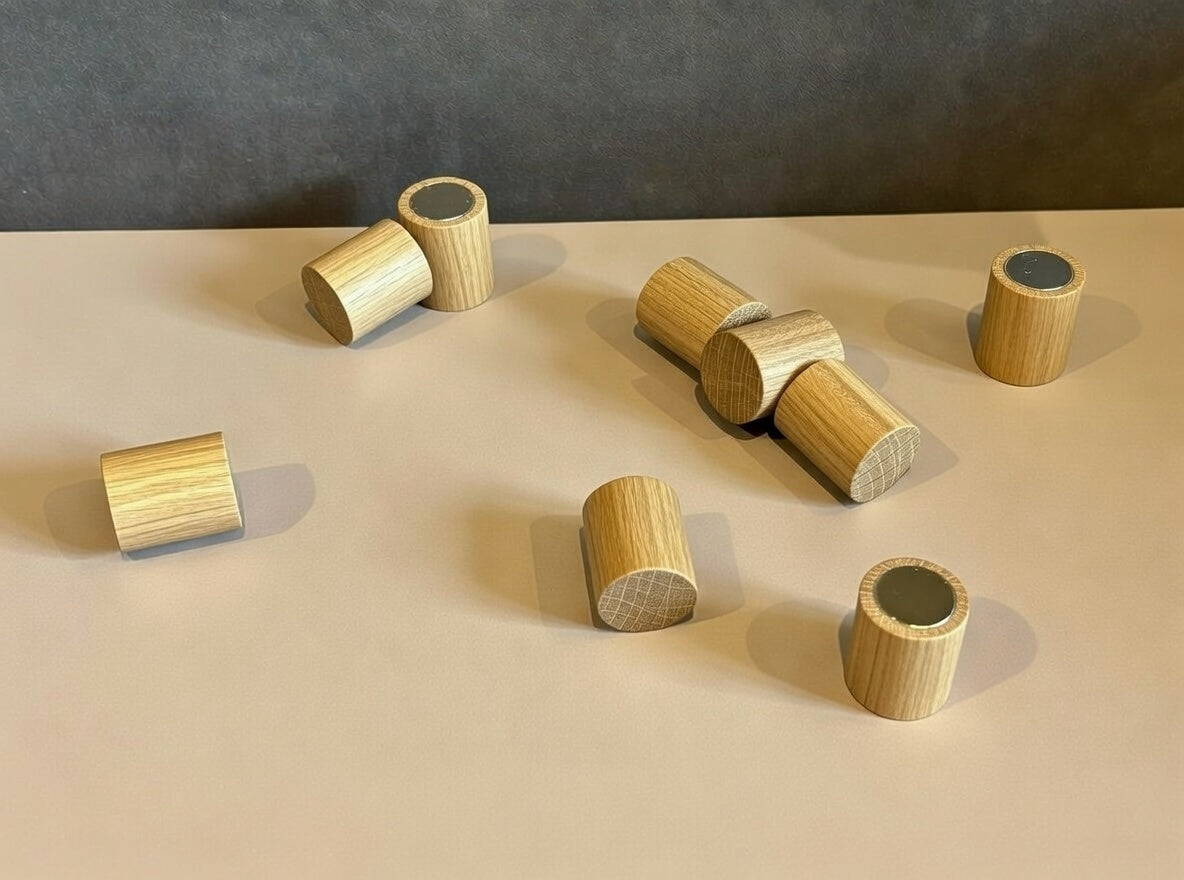 Handgemachte Magnete aus Eiche – Starke Holzmagnete mit Neodym | Kühlschrankmagnet |Büro | Holz | Design Magnet | Geschenkidee