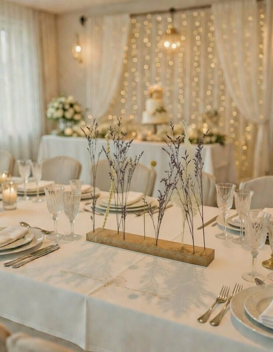 Blumenwiese aus Holz mit echten Trockenblumen – Dekoration aus Eiche – Trockenblumenhalter | Handmade I Geschenkidee