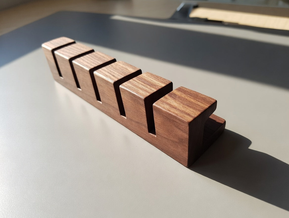 Cable Organizer Wood Walnut | Cable Holder Desk | Cable Management Charging Cable Phone Laptop Tablet | Cable Organization Office Gift