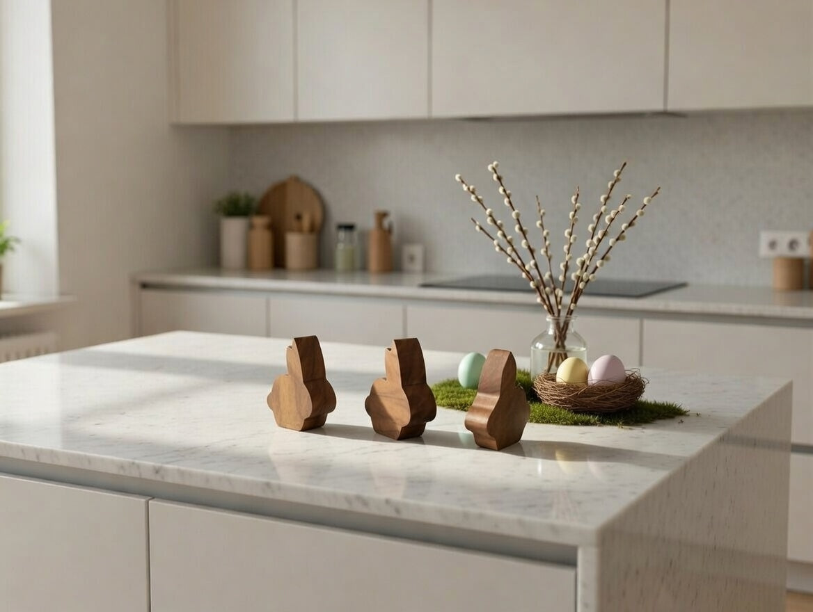 Handgemachter Holz-Osterhase – Mini Hase aus Nussbaum, geölt & gewachst, kleine Holzfigur, nachhaltige Deko, Geschenkidee