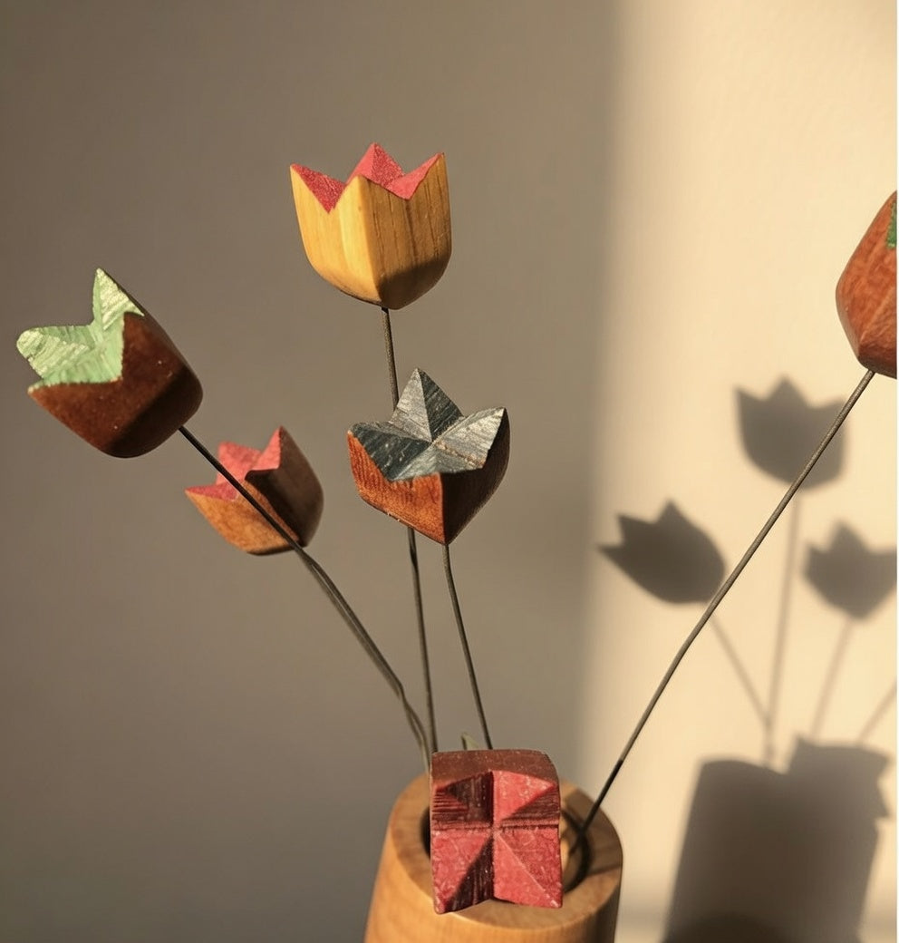 Handgefertigte Holzblume | Deko Blume aus Holz | Nachhaltiges Geschenk | Zeitlose Blumen Dekoration | Wohnaccessoire Handmade