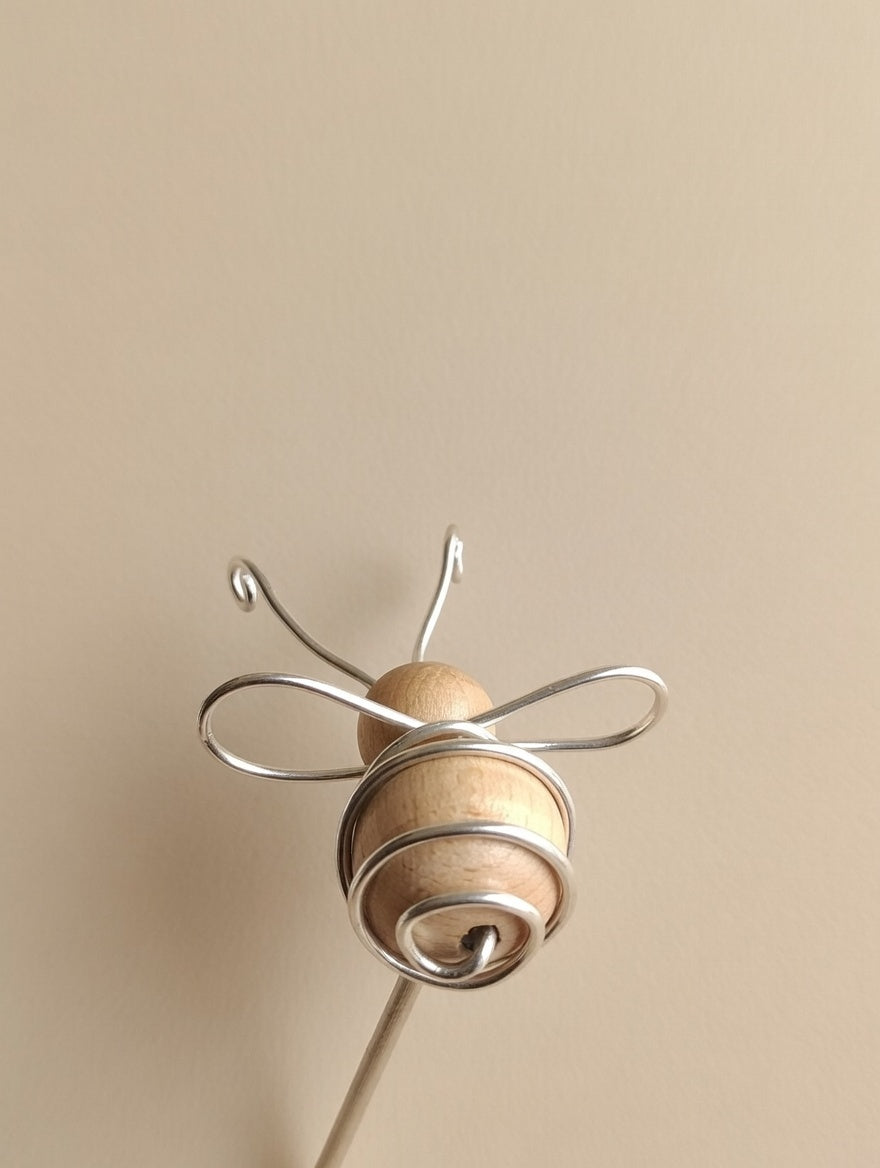 Original handmade wooden bee – decoration for flowers and plants, sustainable, stylish &amp; unique